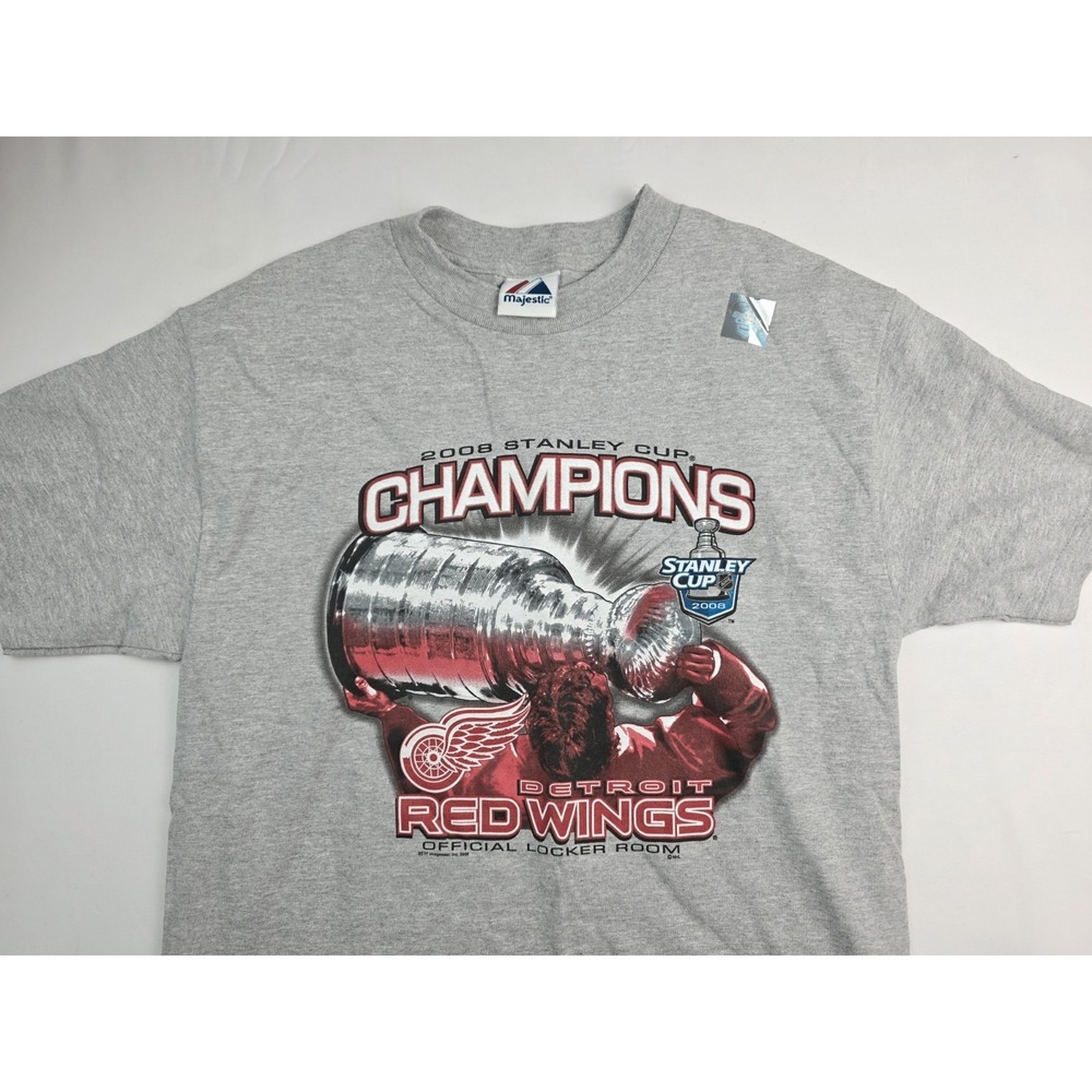 Majestic Detroit‎ Redwings 2008 Stanley Cup Champions t shirt sz M nwot NHL